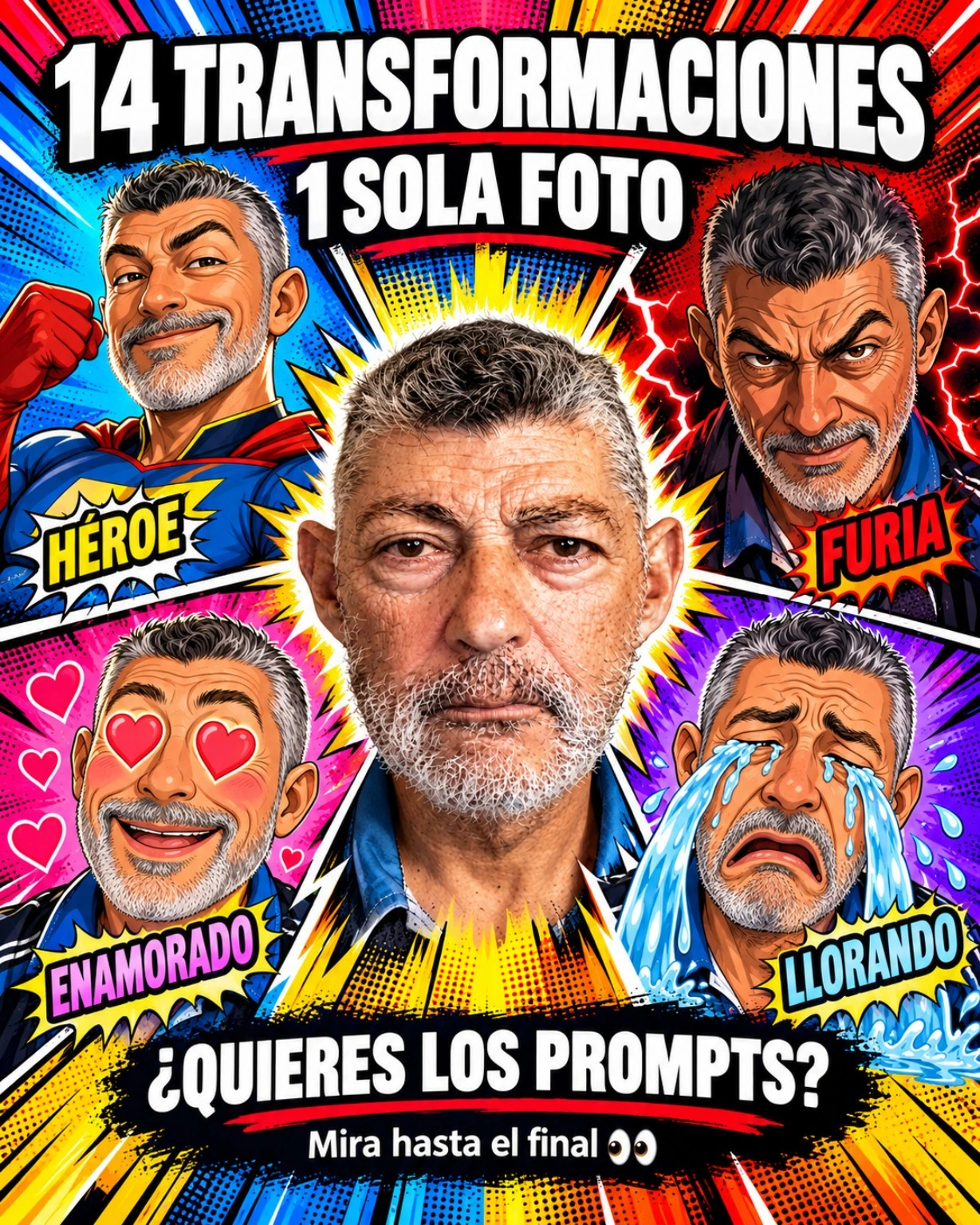 14 transformaciones, 1 sola foto — ¿Quieres los prompts?